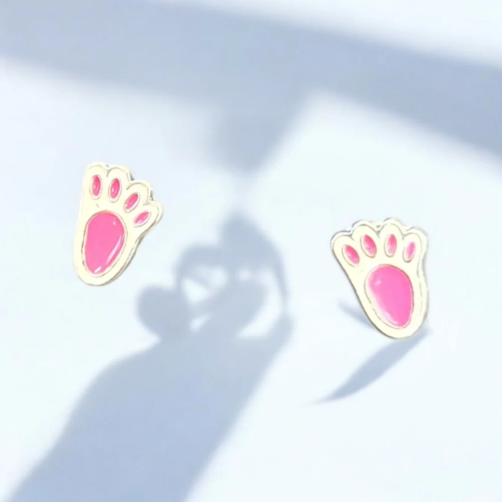 Cute Pink Paw Earrings